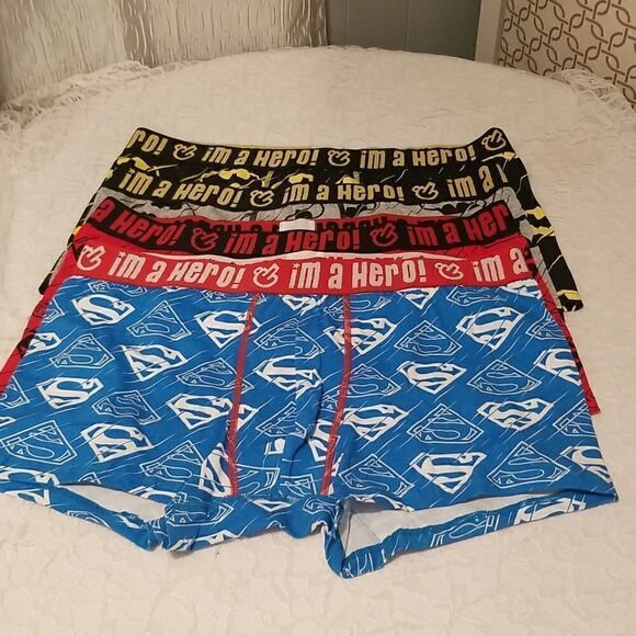 New Men's Boxer Briefs Superhero Lovers Batman Cotton Superman 4 Pack L - Picture 10 of 16